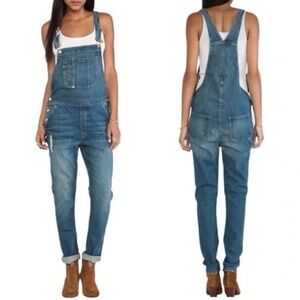 FRAME Le Garçon Distressed Overalls Stone Canyon Size M